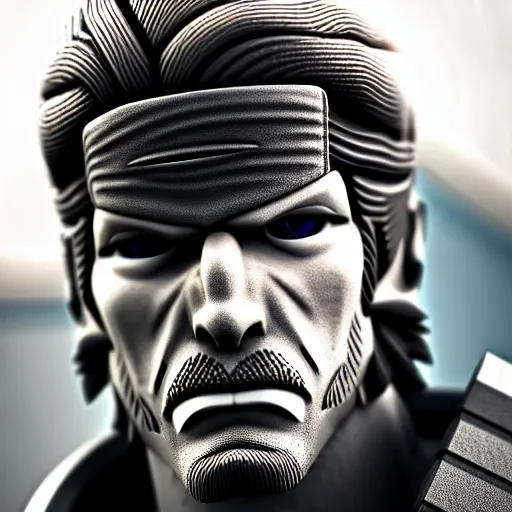 Prompt: photograph portrait of Solid Snake, intricate detail, sigma 85mm f/1.4, 4k, depth of field, high resolution, 4k, 8k, hd