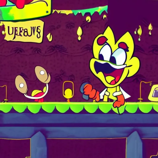 Image similar to a screenshot from cuphead