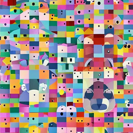 Image similar to lowpoly style cubist cute teddy bears