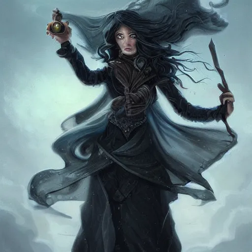 Prompt: grumpy long dark haired women, ice mage, by steve argyle by tyler jacobson by peter mohrbacher, black coat, black makeup, hyperrealistic, hyperdetailed, fantasy artwork, fantastic artwork, 4 k, trending on artstation