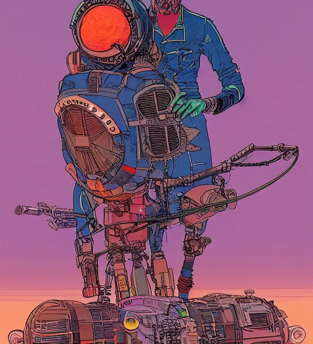 Image similar to atompunk / decopunk powered in the style of jean giraud in the style of moebius trending on artstation deviantart pinterest detailed realistic hd 8 k high resolution