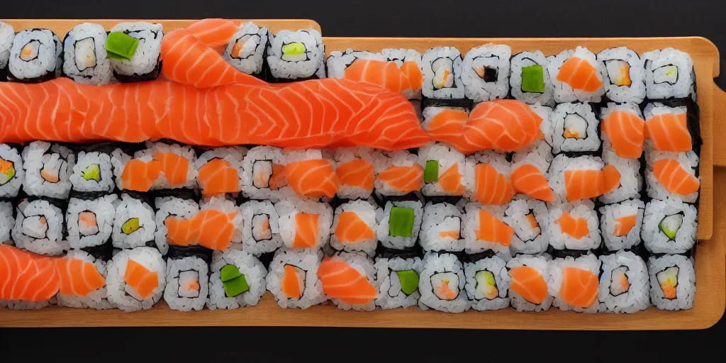 Image similar to a house made out of sushi, 4k, 35mm