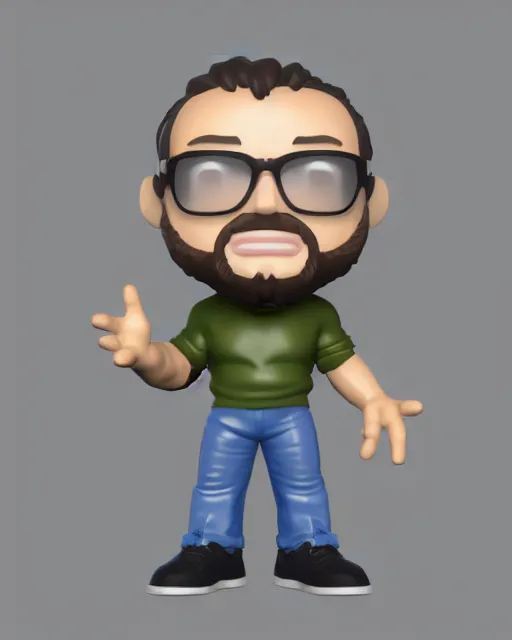 Image similar to full body 3d render of Tomer Kulik as a funko pop, studio lighting, white background, blender, trending on artstation, 8k, highly detailed