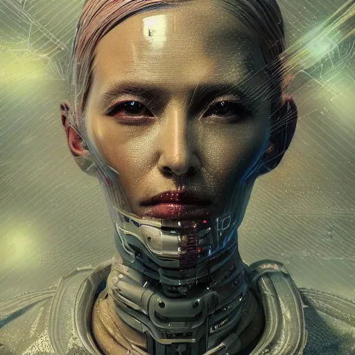 Image similar to hyperrealistic portrait of a woman monster astronaut, full body portrait, well lit, intricate abstract. cyberpunk, intricate artwork, by Tooth Wu, wlop, beeple. octane render,in the style of Jin Kagetsu, James Jean and wlop, highly detailed, sharp focus, intricate concept art, digital painting, ambient lighting, 4k, artstation