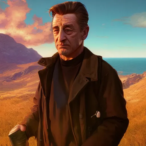 Image similar to highly detailed portrait, robert deniro, in gta v, stephen bliss, unreal engine, fantasy art by greg rutkowski, loish, rhads, ferdinand knab, makoto shinkai and lois van baarle, ilya kuvshinov, rossdraws, tom bagshaw, global illumination, radiant light, detailed and intricate environment