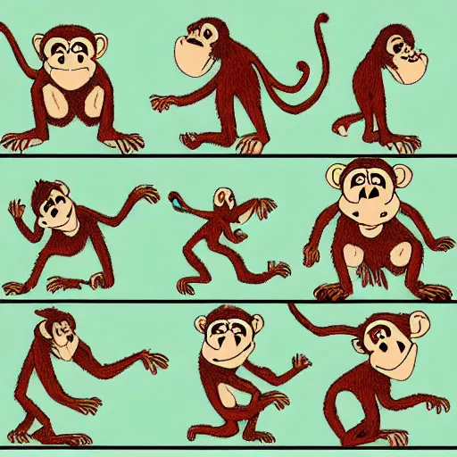 Prompt: key frames for a monkey running