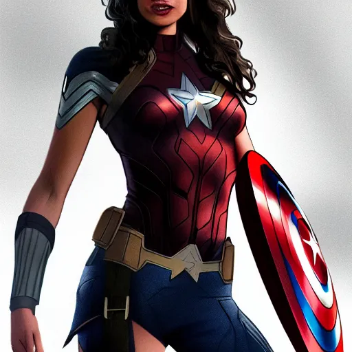 Prompt: gal gadot as captain america concept art, 4k