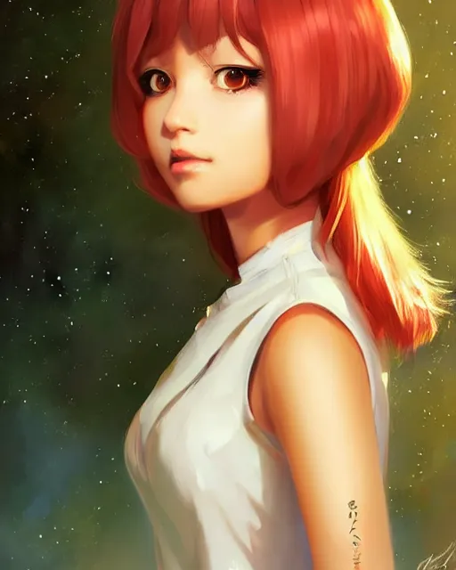 Image similar to portrait Anime space cadet girl cute-fine-face, pretty face, realistic shaded Perfect face, fine details. Anime. realistic shaded lighting by Ilya Kuvshinov Giuseppe Dangelico Pino and Michael Garmash and Rob Rey, IAMAG premiere