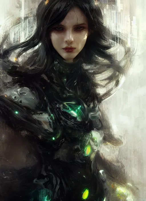 Prompt: full shot of a beautiful woman covered by black oil, bio luminescent, plasma, by ruan jia key art. fantasy illustration. award winning, artstation, intricate details, realistic, hyperdetailed, 8 k resolution.