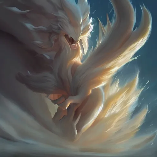 Image similar to pokemon ninetails, artstation greg rutkowski, cinematic, hyperrealist, digital art