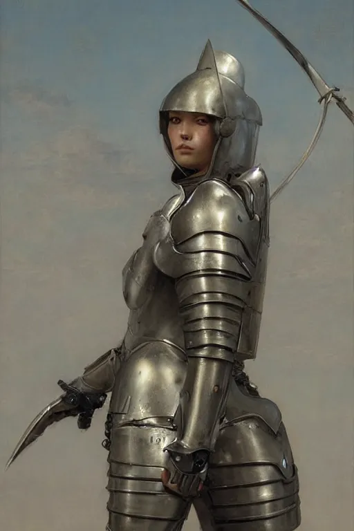 Prompt: an upper body portrait of a female knight, by Edgar Maxence and Ross Tran and Michael Whelan