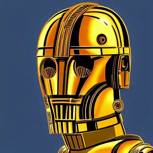 Image similar to portrait of c - 3 p 0 by greg ruthkowski