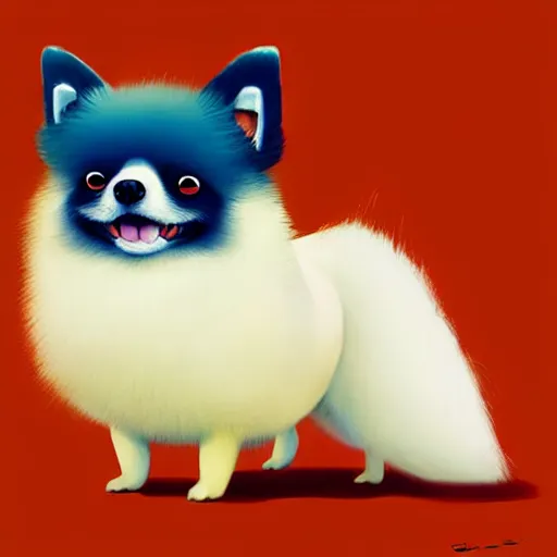 Image similar to goro fujita ilustration a fluffy and happy pomeranian by goro fujita, painting by goro fujita, sharp focus, highly detailed, artstation