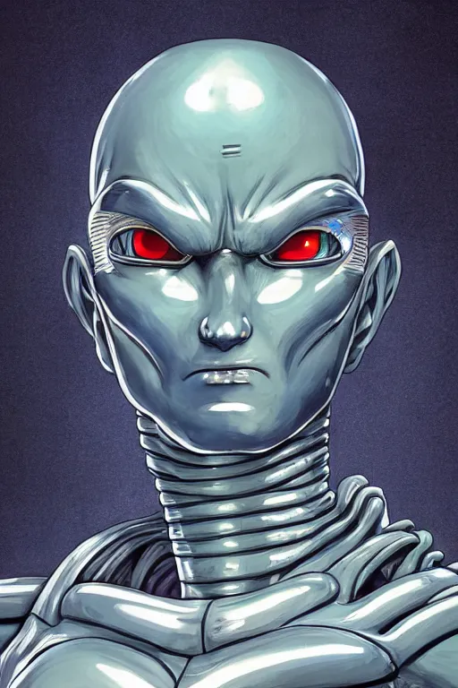 Image similar to portrait from a handsome blue masculine extraterrestrial alien, sci - fi art, akira toriyama hr giger, kuvshinov ilya, trending on artstation