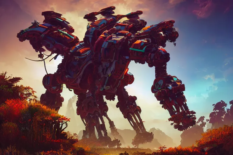 Image similar to scorcher machine mecanical creature robot of horizon forbidden west horizon zero dawn bioluminiscence global illumination ray tracing hdr fanart arstation by ian pesty and alena aenami artworks in 4 k