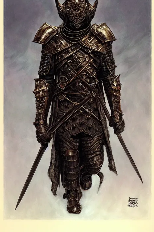 Image similar to head and shoulders portrait of an eldritch knight, tabaxi, black cat, anthropomorphic, male, breastplate, magical, high fantasy, d & d, by donato giancola, face details, extremely detailed, vogue fashion photo