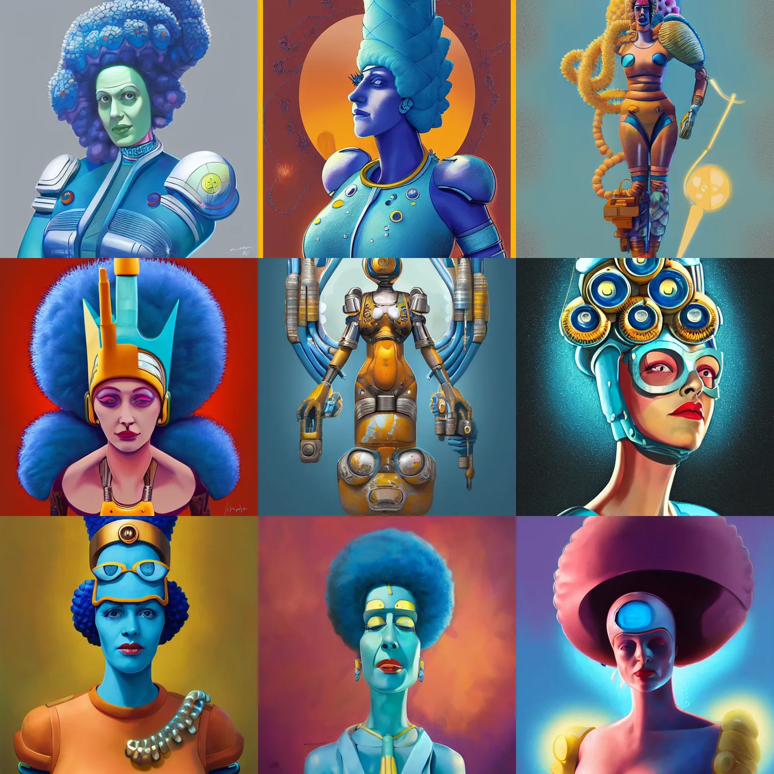 Image similar to Marge Simpson as a cyborg, art deco design, by Mandy Jurgens and Warhol, Ernst Haeckel, James Jean, artstation, concept art