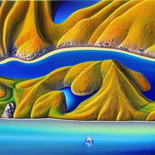 Image similar to tata islands, golden bay abel tasman new zealand, highly detailed, highly detailed fantasy ethereal surrealist art