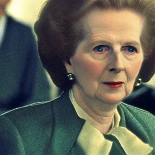 Image similar to A movie still of Margaret Thatcher in The Matrix