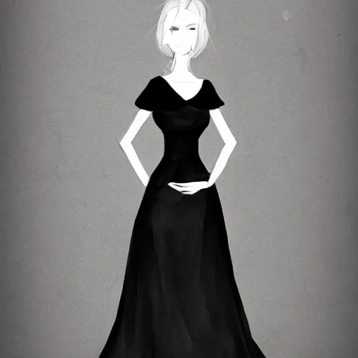 Prompt: an elegant woman in black dress, portrait, artwork by library of ruina, library of ruina concept art