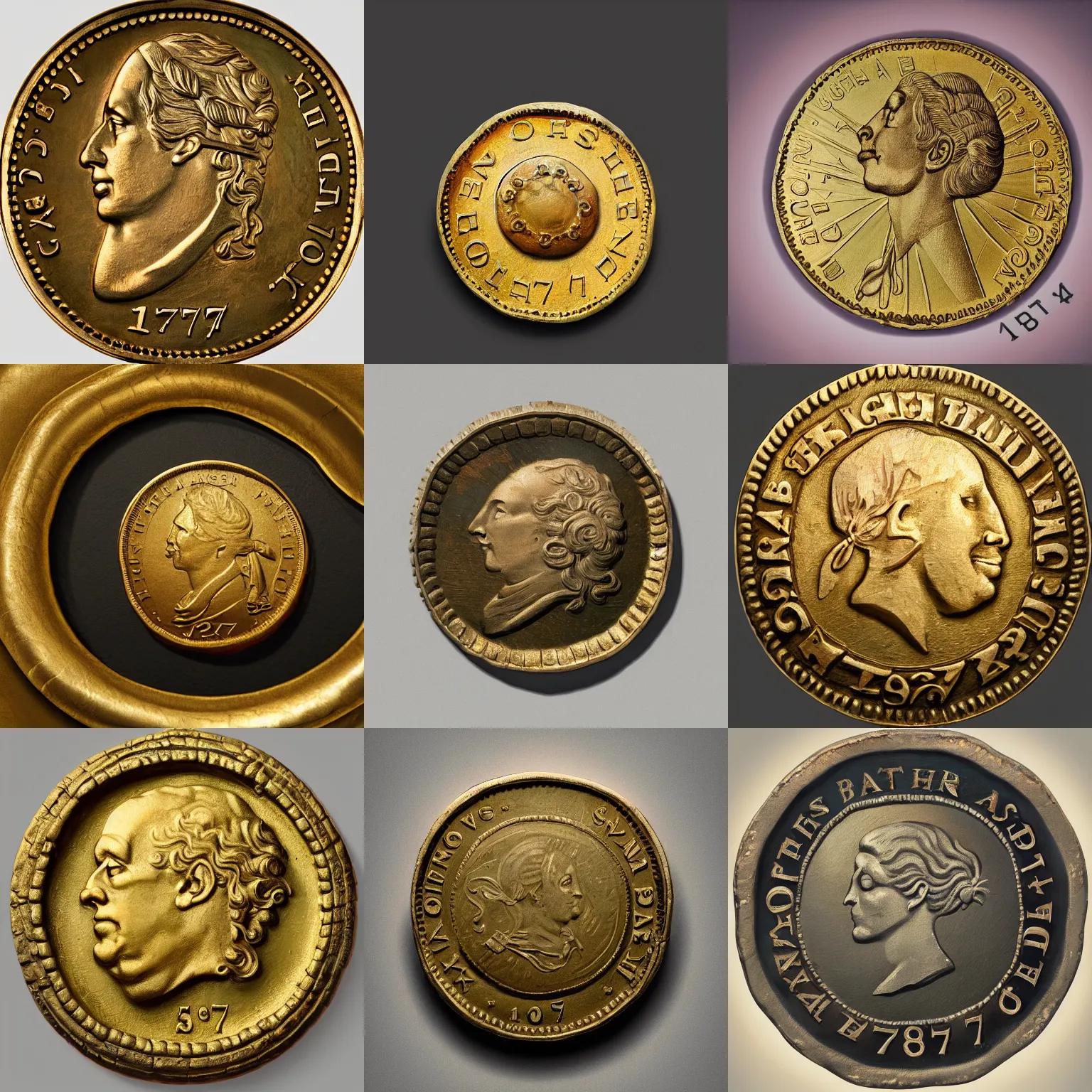 Prompt: a photorealistic oil painting of 1787 Brasher Punch-on-Breast Doubloon. This 4K HD image is Trending on Artstation, featured on Behance, well-rendered, extra crisp, features intricate detail and the style of Unreal Engine.