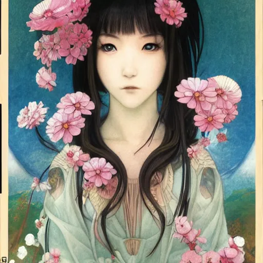 Prompt: a japanese girl as flower maiden, anime key visual, by annie swynnerton and tino rodriguez and charlie bowater and tom bagshaw and nicholas roerich and jean delville and evelyn de morgan and lucien freud, dramatic lighting, floral tattoos, rich colors, smooth sharp focus, extremely detailed, adolf wolfli