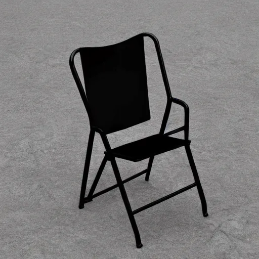 Prompt: a simple, black, metal, foldable chair with 4 legs