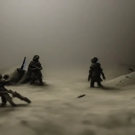 Image similar to the war between worlds extremely detailed claymation art, dark, moody, foggy