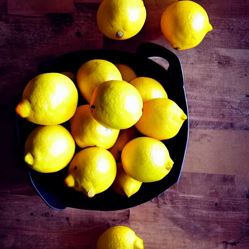 Prompt: chest full of lemons, beautiful light