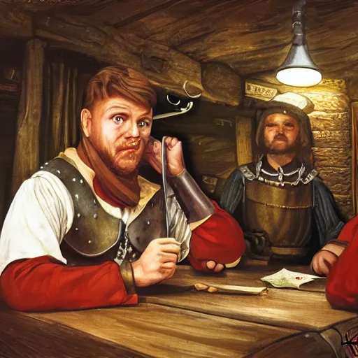 Prompt: fantasy portrait of a tavern keepe, realistic, kodachrome, 3 5 mm, medieval, dungeons and dragons