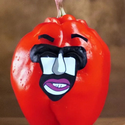 Image similar to screaming kevin spacy with red face as a pepper