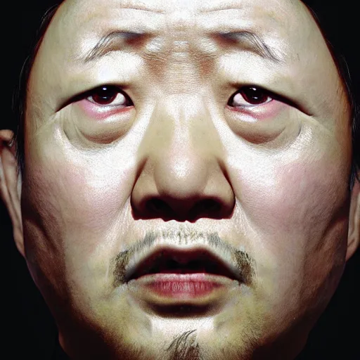 Prompt: expired fuji film portrait of albino tadanobu asano mix, hyperrealism, photorealistic, 8 k, imax quality