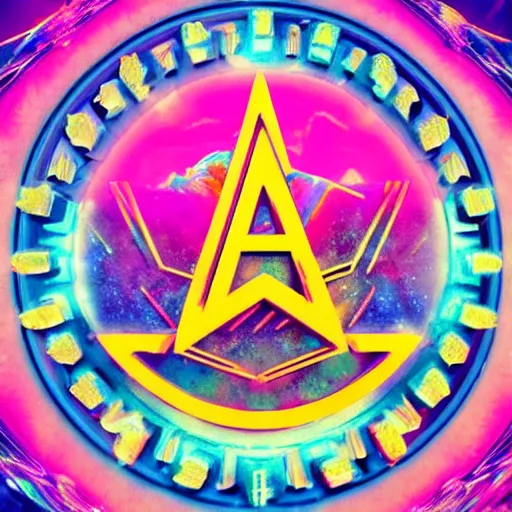 Image similar to a and w vaporwave logo, colorful, digital art, cosmic, 3 d high definition, trending on art station, photorealistic, high resolution, 8 k, octane, hyper detailed, insane details, intricate, elite, ornate, elegant trend, highly detailed and intricate, sharp focus, photography, unreal engine