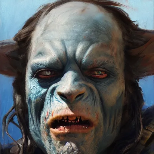 Prompt: portrait of a goblin pirate, gritty, fantasy character portrait, ocean background, artwork by Jeremy Lipkin and Giuseppe Dangelico Pino and Michael Garmash and Rob Rey, very coherent asymmetrical artwork, sharp edges, perfect face, simple form, 100mm