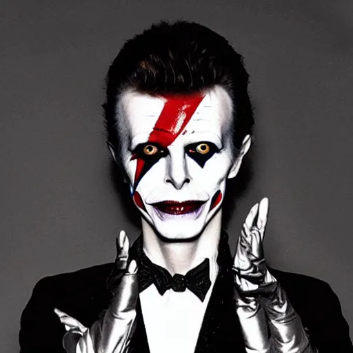 Image similar to david bowie as the joker