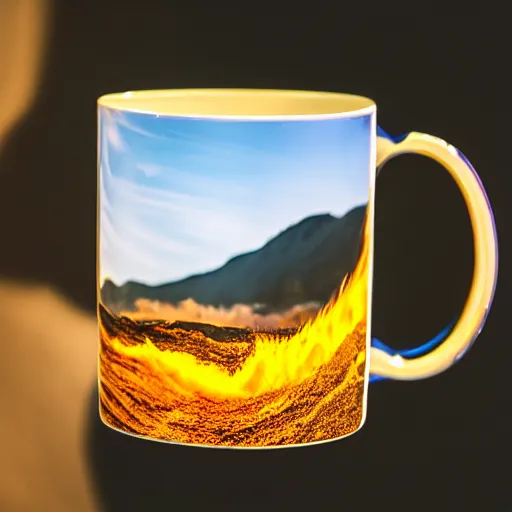 Prompt: award-winning photo of a mug made from pure energy