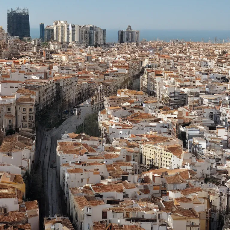 Image similar to Valencia (Spain) from the window of a train.