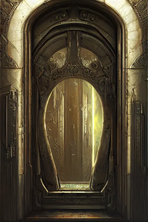 Image similar to hyper realistic ornate sci - fi double door by darek zabrocki