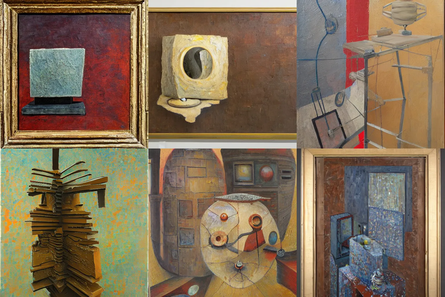 Prompt: a detailed, impasto painting by shaun tan and louise bourgeois of an abstract forgotten sculpture in the corner by ivan seal and the caretaker