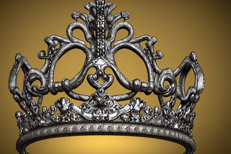 Image similar to ornate crown, 3d render ornate crown, dark background, octane render, unreal engine 5 3d render