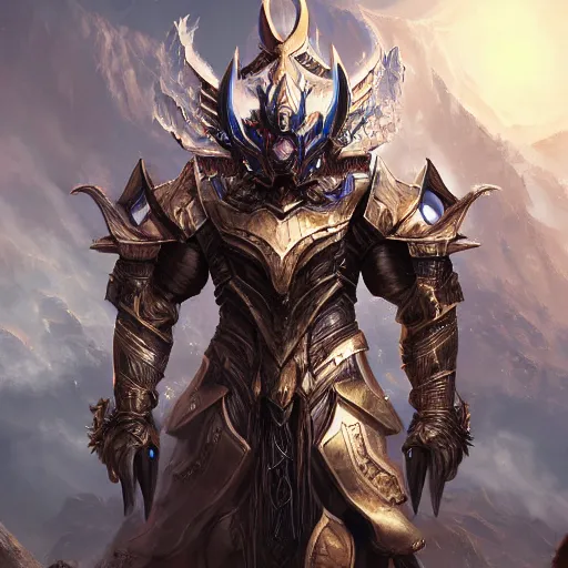 Image similar to dark fantasy concept of a celestial god, with cosmic armor on a mountain, cinematic, dynamic lighting, photorealistic, ultra detailed, trending on art station, stunning visuals, creative, hyper detailed