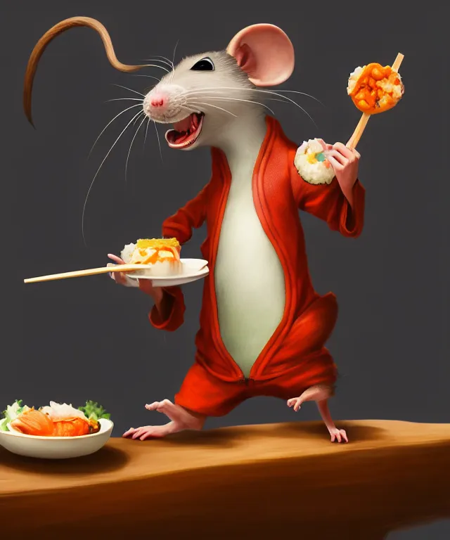 an-anthropomorphic-rat-ninja-eating-sushi-in-the-stable-diffusion