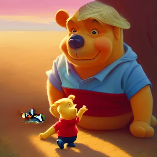 Image similar to donald trump as winnie the pooh, ben hur, loftis, cory behance hd by jesper ejsing, by rhads, makoto shinkai and lois van baarle, ilya kuvshinov, rossdraws global illumination