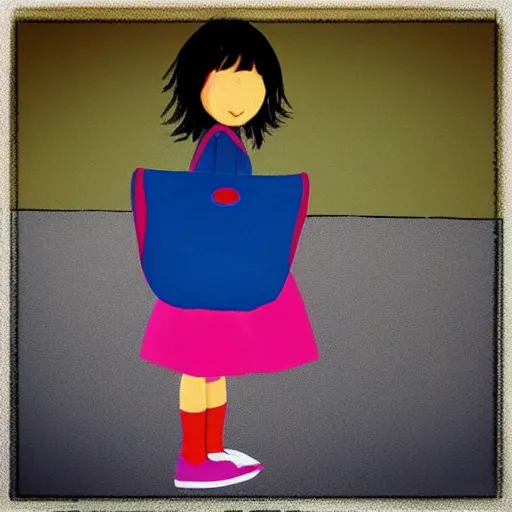 Image similar to “ a little girl with school bag in pixar style ”