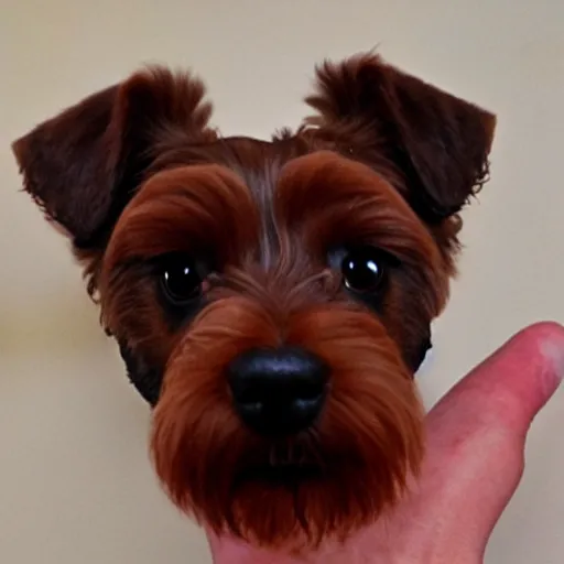 Image similar to a heart shaped brown yorkshire dog in the shape of a heart, chocolate