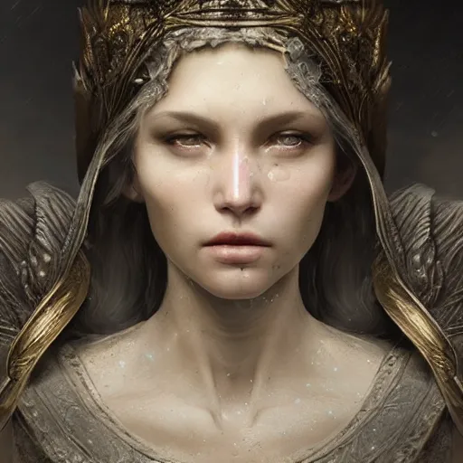 Image similar to photo realistic image of a goddess, stunning 3 d render inspired art by istvan sandorfi and greg rutkowski, perfect facial symmetry, realistic, highly detailed attributes and atmosphere, dim volumetric cinematic lighting,