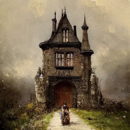 Image similar to Jean-Baptiste Monge !!!!!!!!!!!!!!!!!!!!!!!!!!!!!!!!!!!!!!!! painting (((((((Gothic revival castle gatehouse))))))) by Jean-Baptiste Monge !!!!!!!!!!!!!!!!!!!!!!!!!!!!!!!!!!!!!!!! ((((((((((((((((((gauche sketch))))))))))))))))))