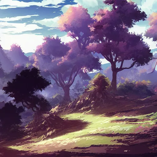 Prompt: a landscape in the style of grimgar