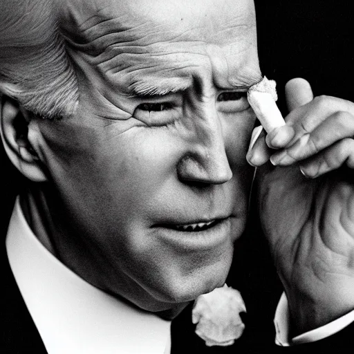 Image similar to closeup of joe biden chewing tabacco, award winning photography, portrait