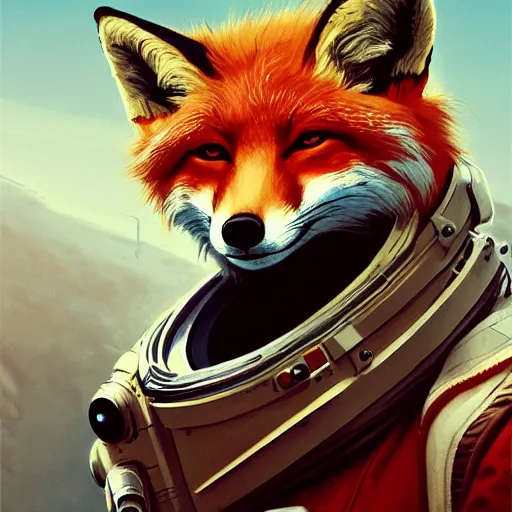 Image similar to an anthropomorphic fox human astronaut,digital art,detailed face,art by greg rutkowski,trevor henderson,fluffy,western comic book style,photorealistic,professional lighting,hyperdetailed,high resolution,high quality,dramatic,deviantarz,artstation